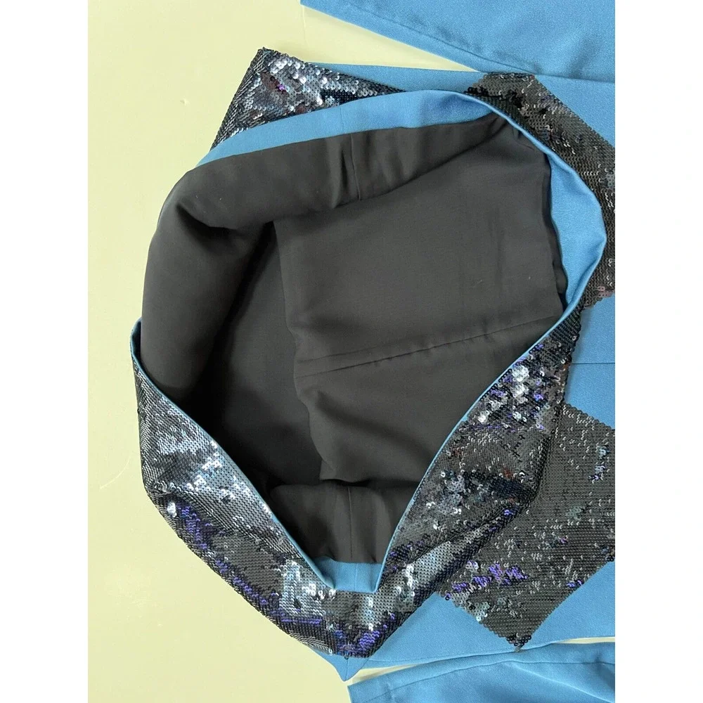 Tory Burch Lantilly Evening Blue Sequin Shift Tunic Dress Sz 10 NWT $795